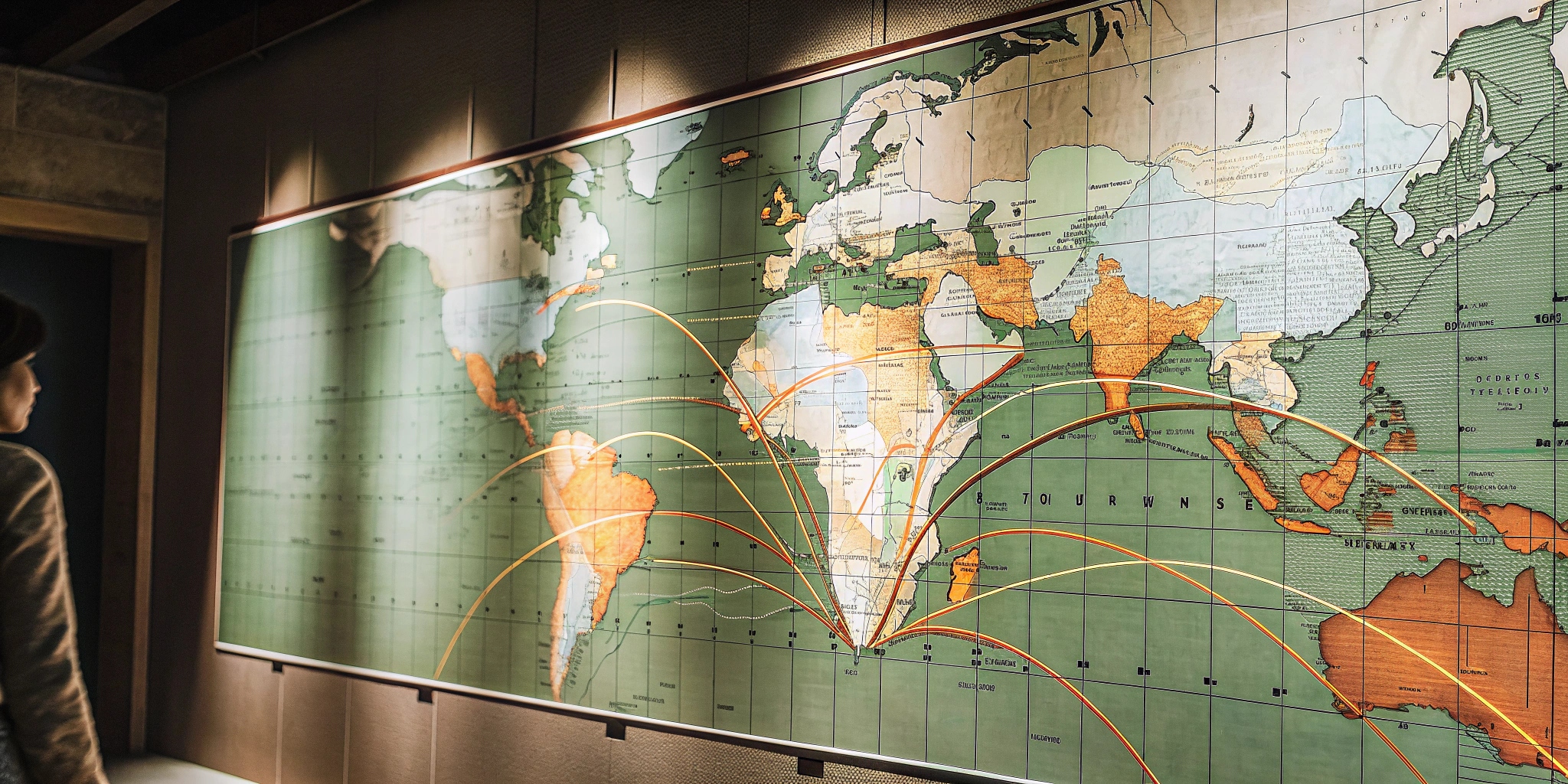 A person looks at a map with migration paths, representing the work of migration consultants in Kochi.